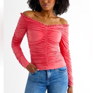 NWT Express XL Pink Sapphire Body Countour Compression Off The The Shoulder Top
